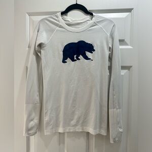 Lululemon Athletica White Long Sleeve with Navy Cal Berkley Bear